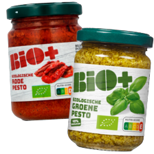 Bio+ groene of rode pesto